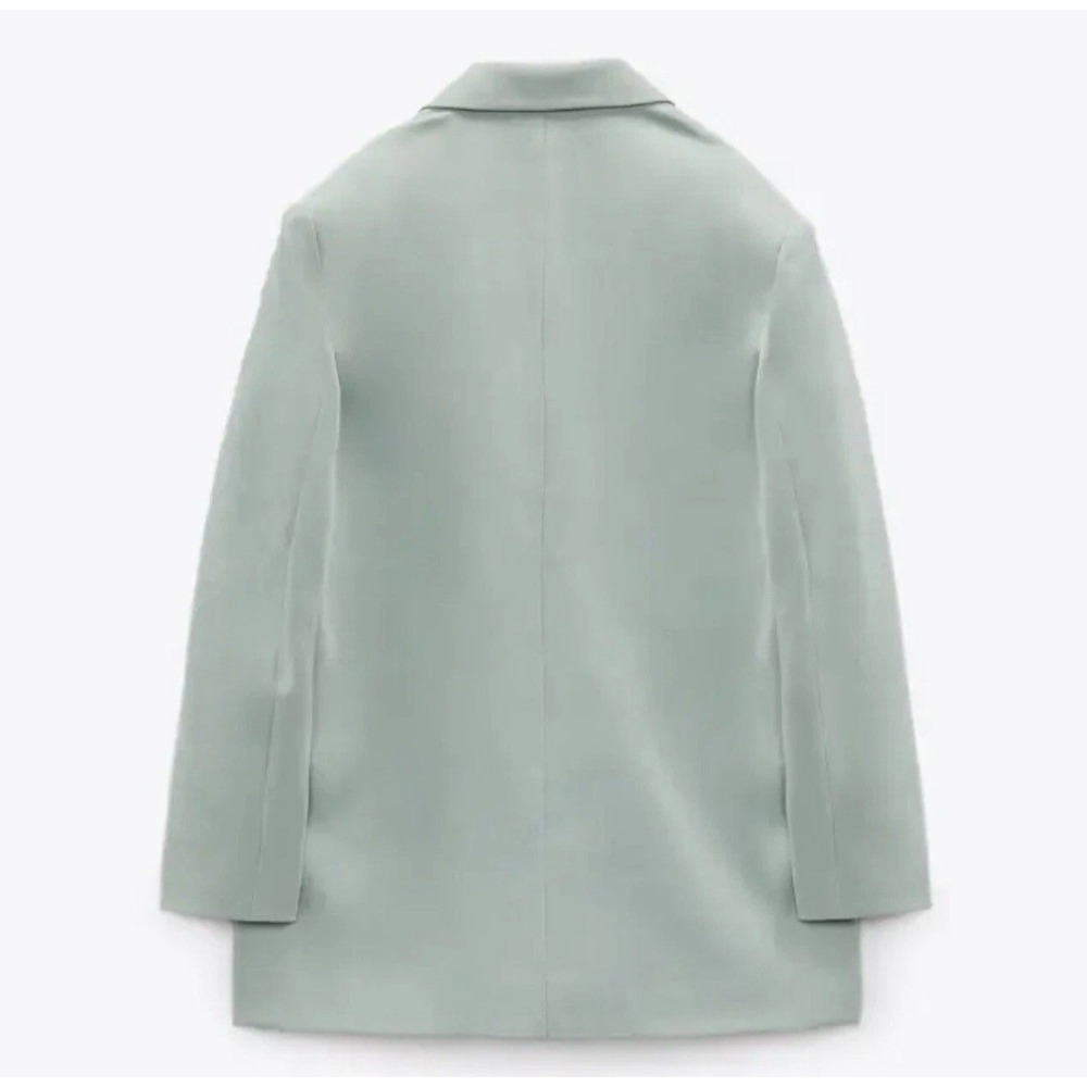 ZARA WOMAN EUC DOUBLE-BREASTED SOFT OVERSIZED BLAZER LIGHT GREEN | 8372/037 M - Picture 3 of 16